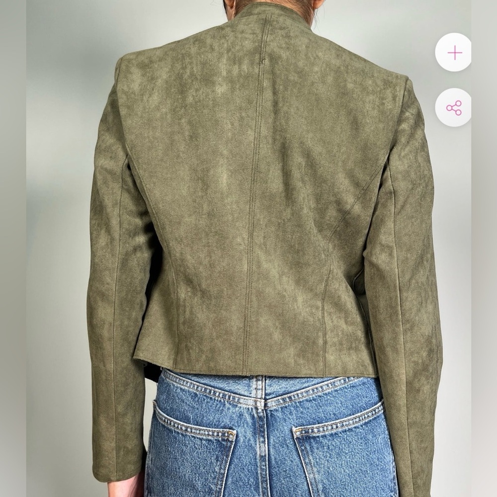 BLANK NYC Drape Front Faux Suede Jacket - olive green - Picture 2 of 5